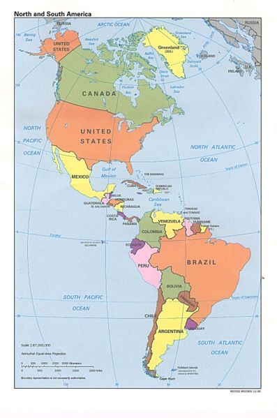 CIA political map of the Americas